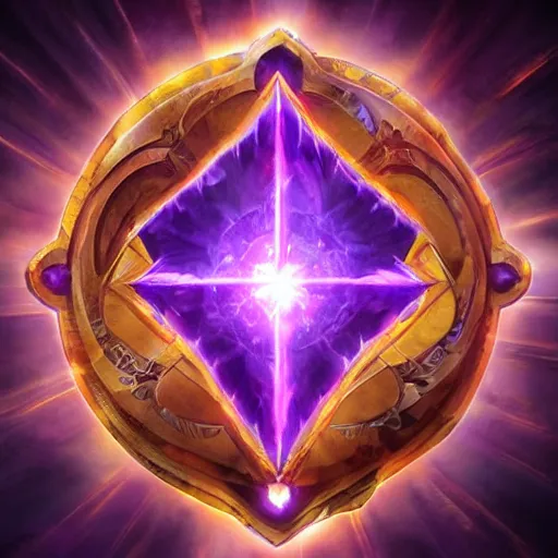 Prompt: purple magic mana symbol, powerful epic legends game icon stylized digital illustration radiating a glowing aura global illumination ray tracing hdr fanart arstation by ian pesty and katarzyna bek - chmiel