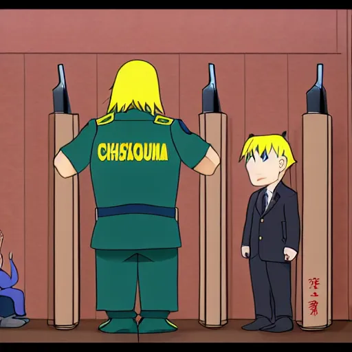 Image similar to dramatic photograph of Chris- chan being sentenced to jail by a sonichu judge, award winning, 5 stars, 8k, HD