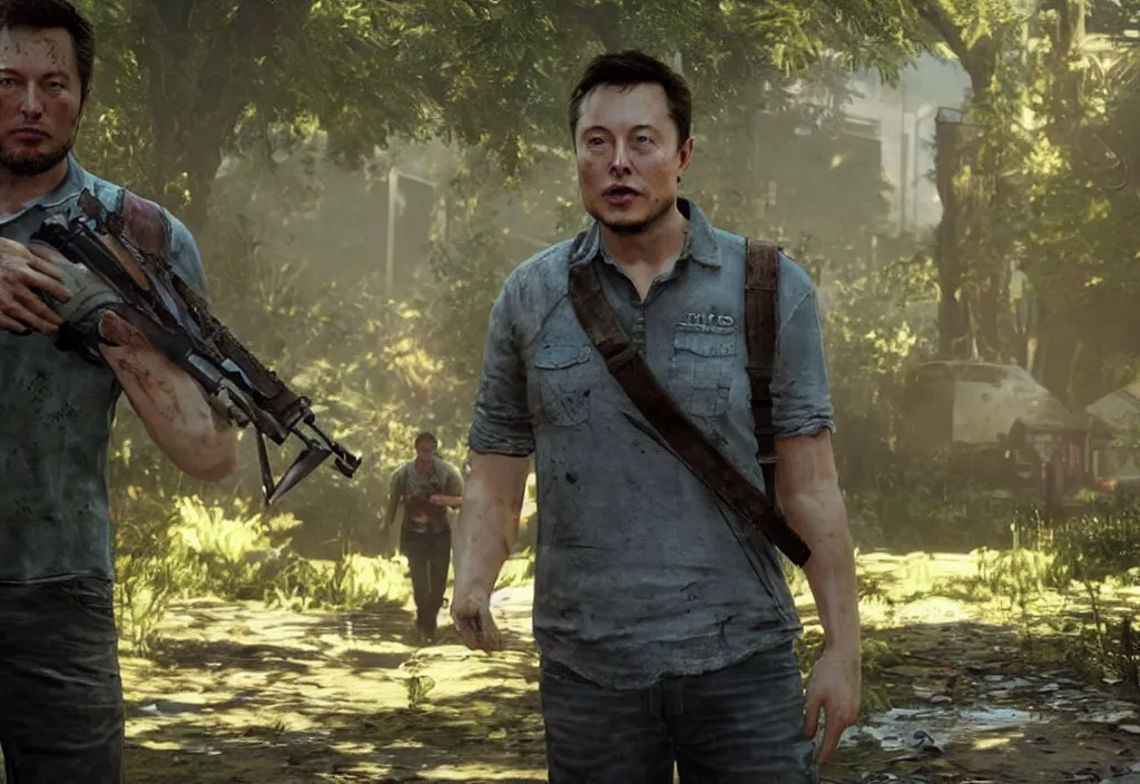 Image similar to elon musk in the last of us, elon musk in the video game in the last of us, gameplay screenshot, close up, 3 d rendering. unreal engine. amazing likeness. very detailed.