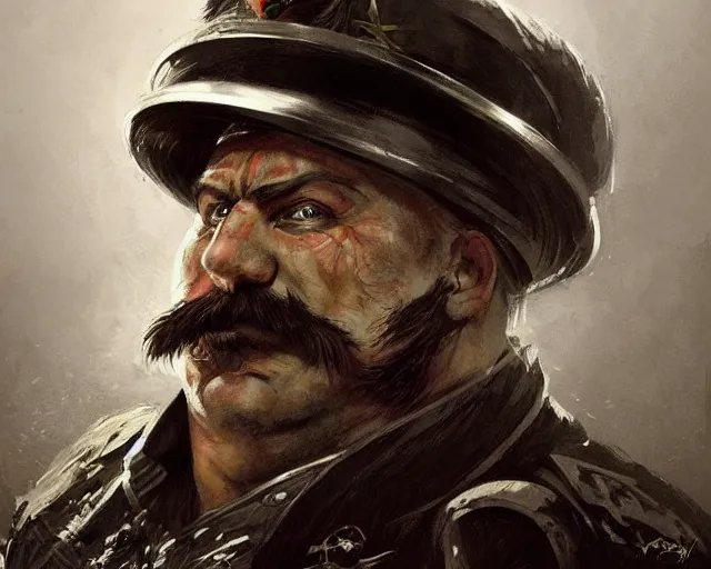 Image similar to portrait of doctor ivo robotnik as a communist general, epic, tragic, dark fantasy art, fantasy, pretty, hd shot, digital portrait, beautiful, artstation, comic style, by artgerm, guy denning, jakub rozalski, magali villeneuve and charlie bowater