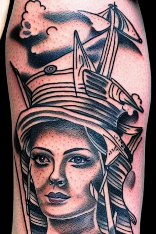 Image similar to American traditional tattoo of a sailor