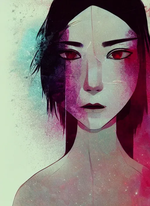 Prompt: of scifi fantasy, Japanese teen schoolgirl by Conrad Roset and Nicola Samuri, rule of thirds, seductive look, close up face portrait, medium shot, chic, elegant, ethereal light, highly detailed, volumetric light, smooth, masterpiece, refined