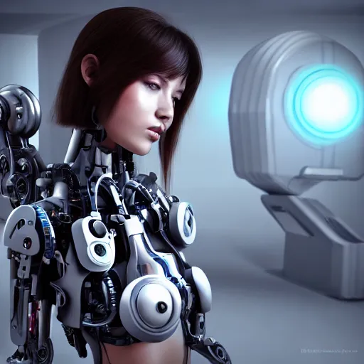 Image similar to beutiful girl cyborg, trending artstaition, unreal engine