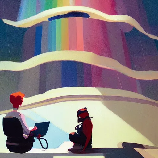 Prompt: 🛰 🌈 by atey ghailan and edward hopper