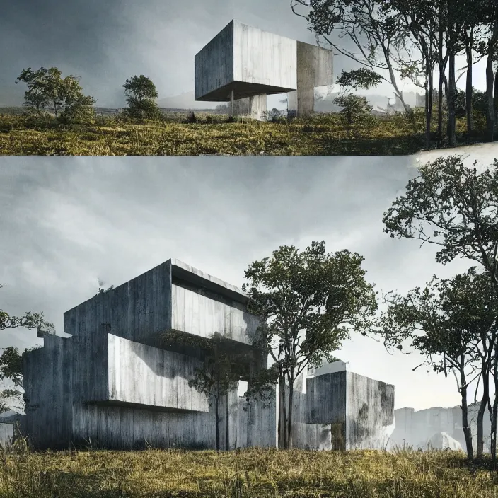 a building in a landscape, trending on behance | Stable Diffusion | OpenArt