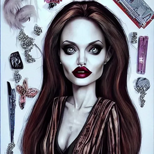 Image similar to beautiful angelina jolie portrait like a monster high doll