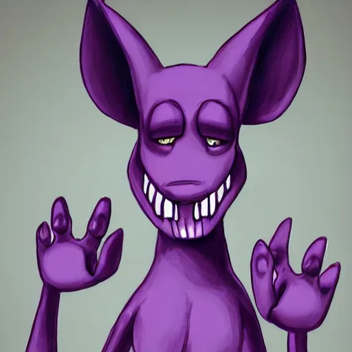 Image similar to furry ( fandom ) art of a cute anthropomorphic purple dog with alien antennas, digital art, painting, trending on furaffinity