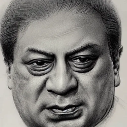 Image similar to nawaz sharif with dog style faced, pencil sketch