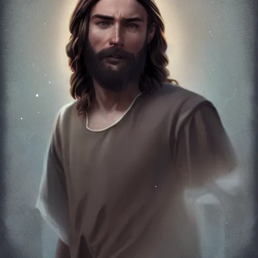 Prompt: jesus as a hype bestie, cgsociety, artstation, 8 k, high detalied,