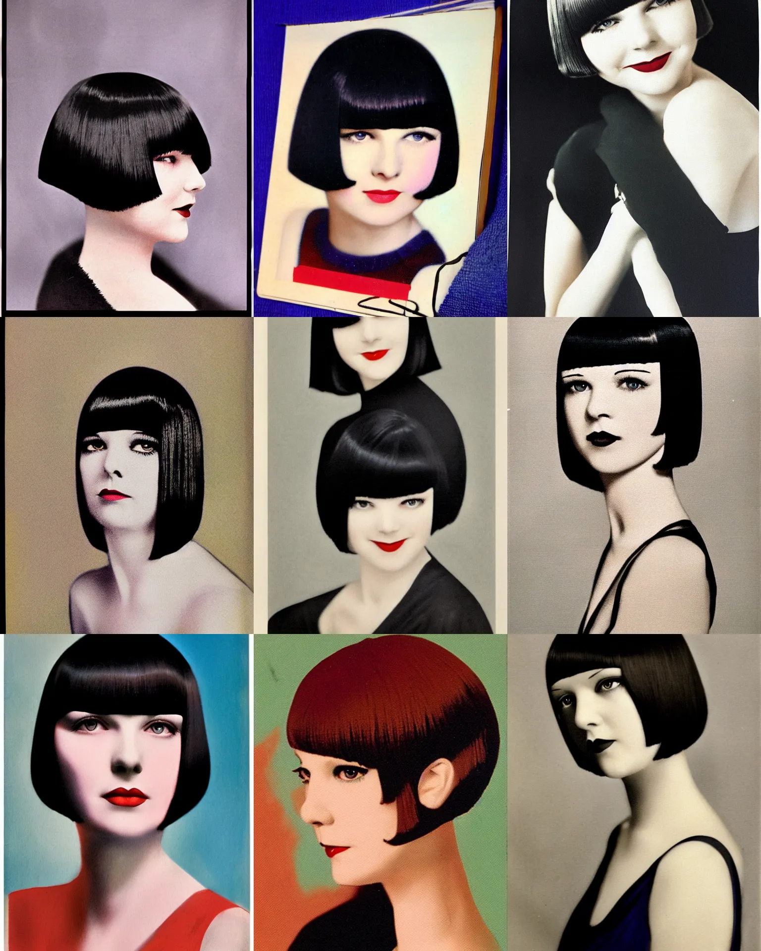 Prompt: mary louise brooks 2 0 years old, bob haircut, pantone marker portrait, 1 9 2 0 s, by cliff ruddell