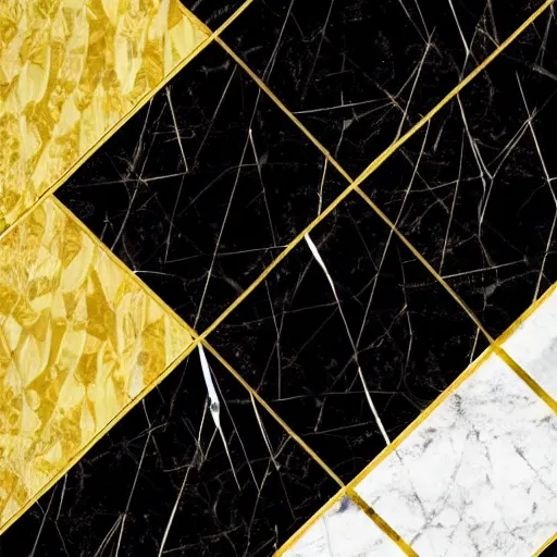 Image similar to Art Deco Geometric pattern, gold, white marble, high resolution, black marble