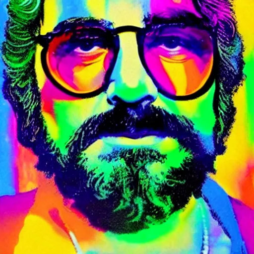 Image similar to jerry Garcia, psychedelic colors,