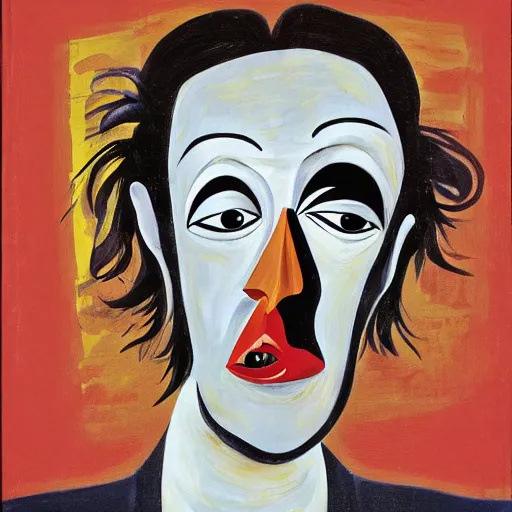 Image similar to George Condo surrealist portrait distorted illustration of a face