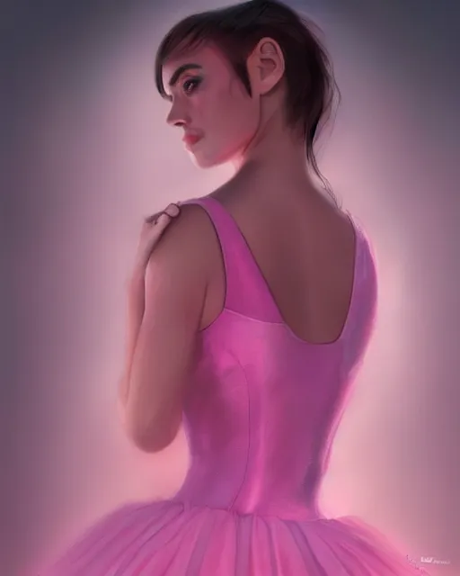 Image similar to tom cruise wearing a pink ballerina dress, dramatic lighting, digital art, artgerm, artstation