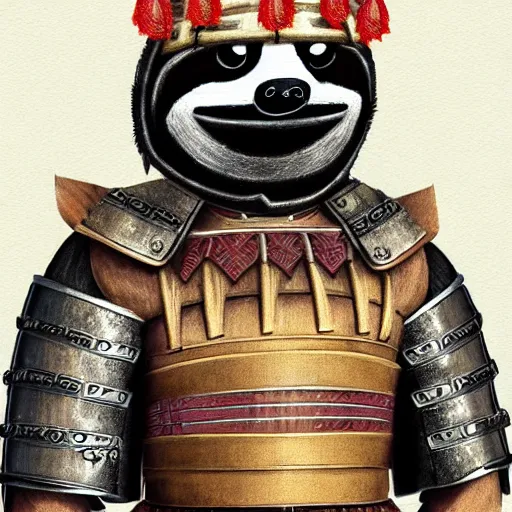 Image similar to anthropomorphic sloth in samurai armor