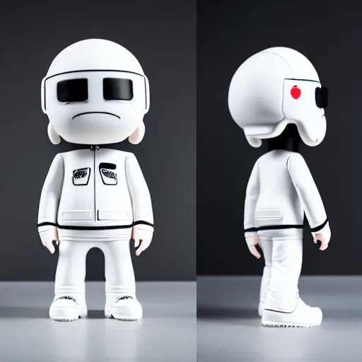 Prompt: an all white art vinyl figure with a microwave oven for a head, in the style of kidrobot, sket - one x iamretro, kenny wong x pop mart, space molly, frank kozik, guggimon, studio lighting, subsurface diffusion, 8 k - h 7 6 8