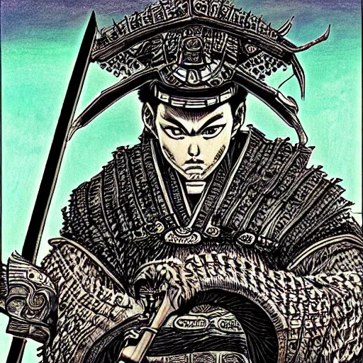 Prompt: Samurai by Kentaro Miura, psychedelic