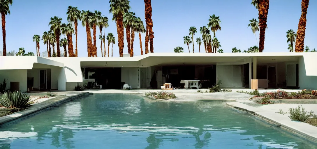 Image similar to house designed by ictinus and callicrates in palm springs, 1 9 7 2