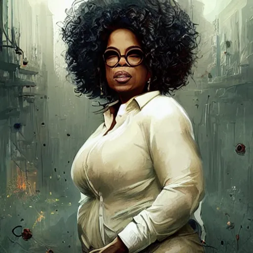 Prompt: oprah is a zombie geog darrow greg rutkowski