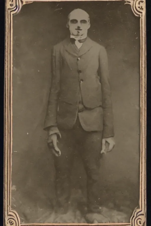 Prompt: cabinet card of creepy monster edwardian gentleman, scary, nightmare, horror