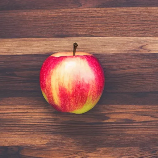 Prompt: a high res photo of an apple on a table