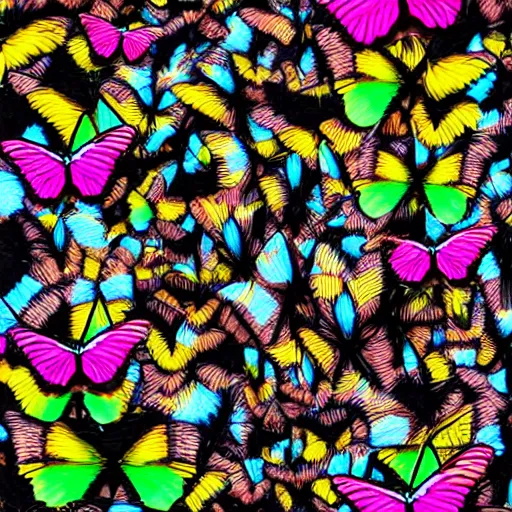 Prompt: colorful black butterflies, conceptual art