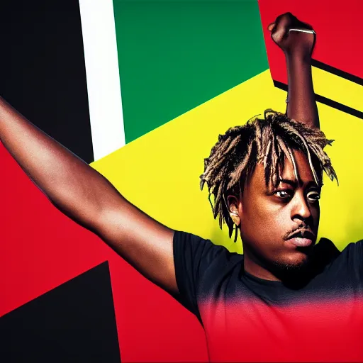 Image similar to juice wrld holding up a germany flagdigital art 4 k the detailed super realistic