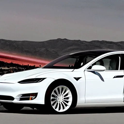 Image similar to nikola tesla driving a modern tesla model s in 2 0 2 5