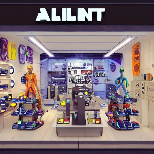 Image similar to alien shop, futuristic
