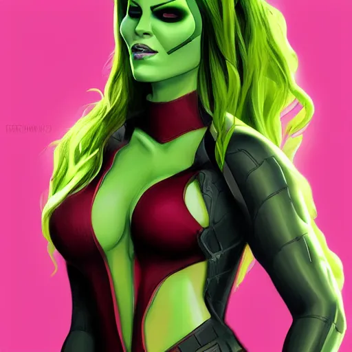 Prompt: full body portrait of kate beckinsale as gamora ( guardians of the galaxy ), beautiful face, digital art