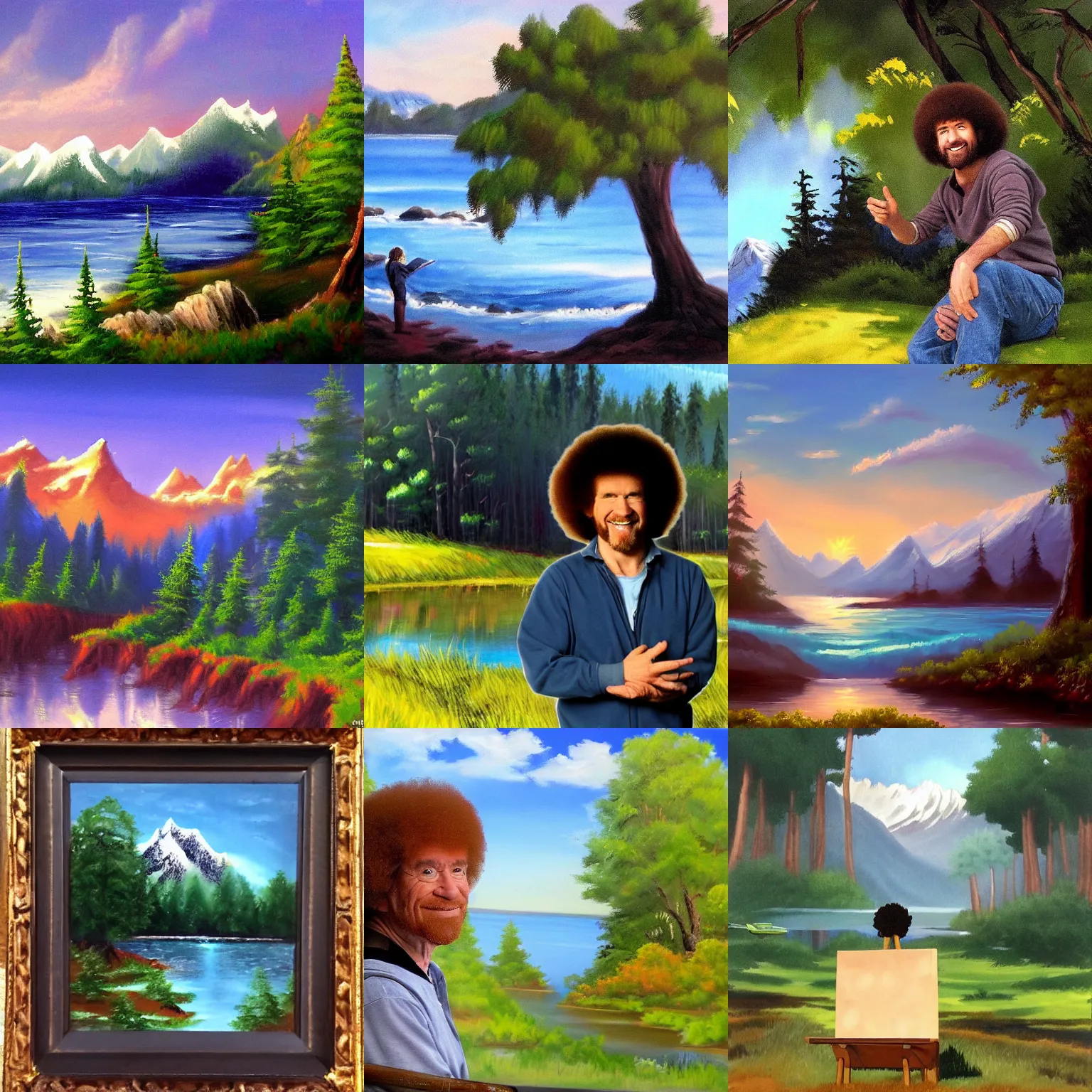 Prompt: a portrait of a character in a scenic environment by bob ross