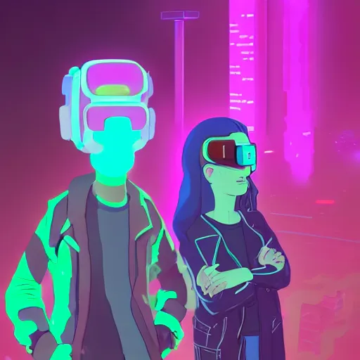 Image similar to cyberpunk rick and morty bot, cinema 4 d, galaxy space sci - fi, wearing vr goggles, illustration, portrait, pastel neon textured background night, trending on artstation, greg rutkowski, octane rendered, 1 2 k, detailed,