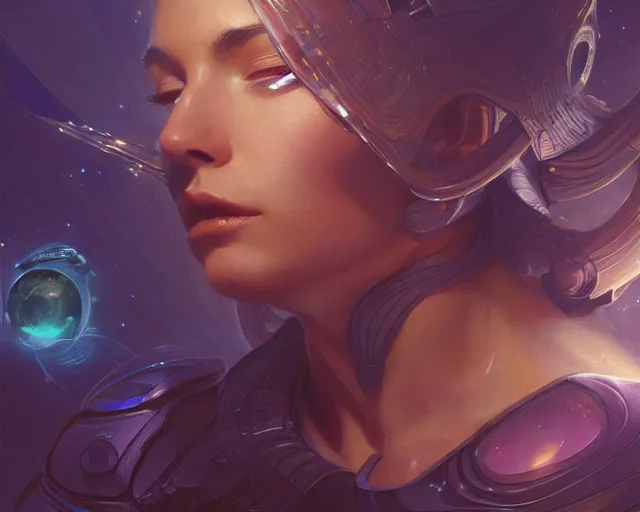 Prompt: scifi woman, deep focus, fantasy, intricate, elegant, highly detailed, digital painting, artstation, concept art, matte, sharp focus, illustration, some reflexions, hearthstone, photorealism, soft volumetric lights, art by moebius and artgerm and greg rutkowski and alphonse mucha