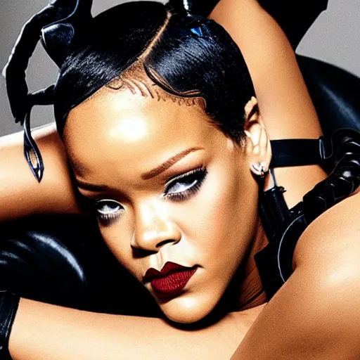 Prompt: Rihanna as Catwoman laying down
