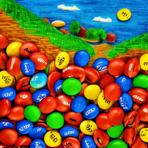 Prompt: peanut m & m landscape