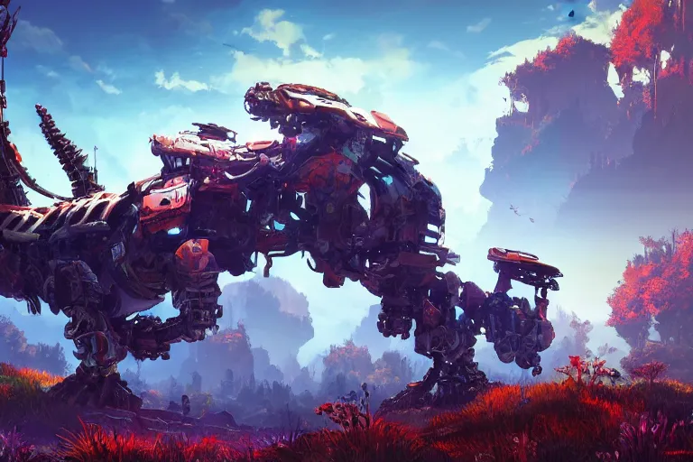 Image similar to tideripper machine mecanical creature robot of horizon forbidden west horizon zero dawn bioluminiscence global illumination ray tracing hdr fanart arstation by ian pesty and alena aenami artworks in 4 k