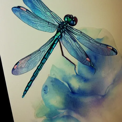 Image similar to watercolor dragonfly by anna dittmann, by marco mazzoni, by stephanie law,