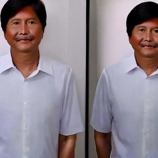 Image similar to full body mugshot photo of BongBong Marcos wearing, realistic,