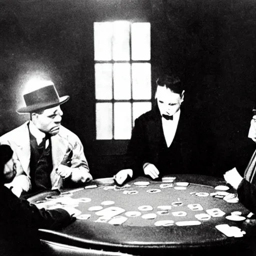 Image similar to uri - kai playing poker in a 1 9 2 2 speakeasy