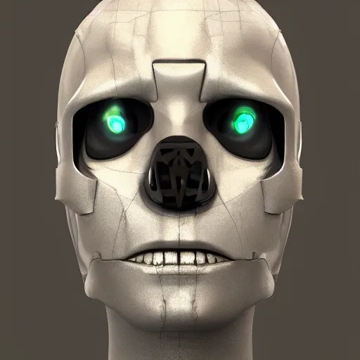 Image similar to digital art of robot face skull avatar, unreal 5, DAZ3D, 4k, hyperrealistic, octane render, dramatic lighting, rim lights