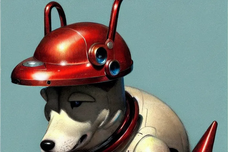 Image similar to explorer ( ( ( ( ( 1 9 5 0 s retro future robot android dog. muted colors. ) ) ) ) ) by jean baptiste monge!!!!!!!!!!!!!!!!!!!!!!!!! chrome red