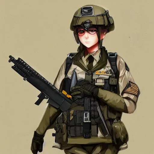 prompthunt: anime girl in a united states army special forces uniform,  digital art, portrait, krenz cushart, christopher balaskas