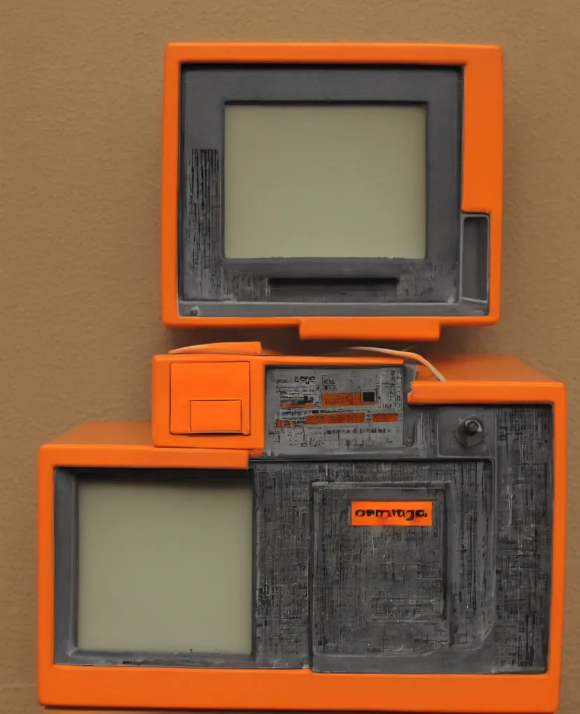 Prompt: orange vintage crt monitor