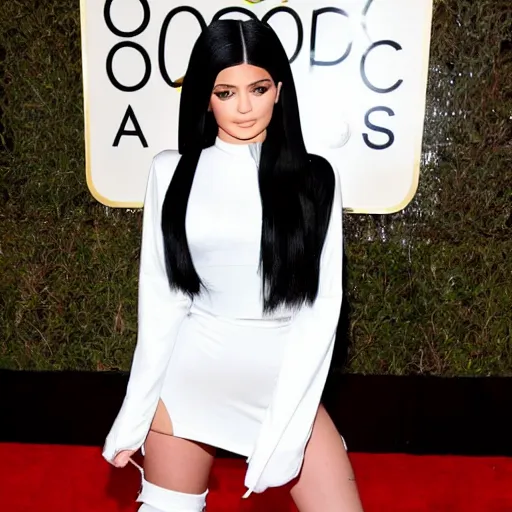 Prompt: kylie jenner in 2 b cosplaying maid outfit light cinematography photoshoot highly realistic