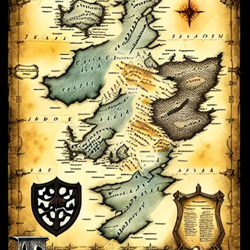 Image similar to game of thrones map printed on parchment