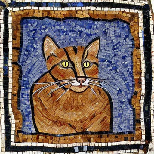 Image similar to a cat roman mosaic