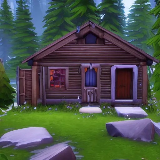 Image similar to a Eerie cabin in the middle of the woods in Sims 4, gameplay footage