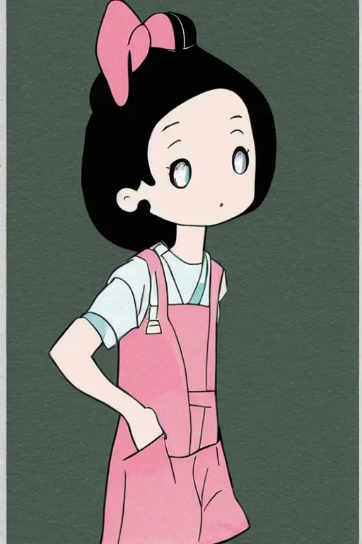 Image similar to portrait of a cute mamoru chiba style illustration of a young girl mamoru chiba style