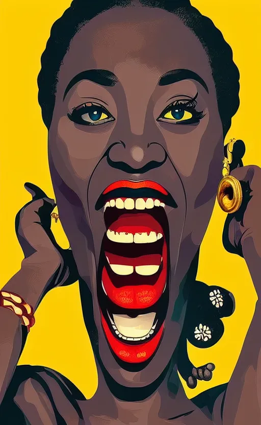 Image similar to mama africa laugh at her child!!! pop art, pixel, bioshock, gta chinatown, artgerm, richard hamilton, mimmo rottela, julian opie, aya takano, ultra hardly intricate details!!! ultra realistic visual!!! sharp focus!!!