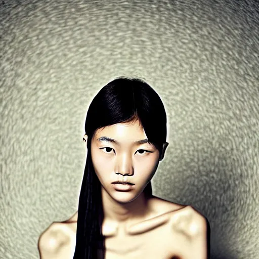 Image similar to photo portrait of beautiful 2 0 - year - old asian woman by'inez and vinoodh ','models. com ', elegant, luxury, masterpiece